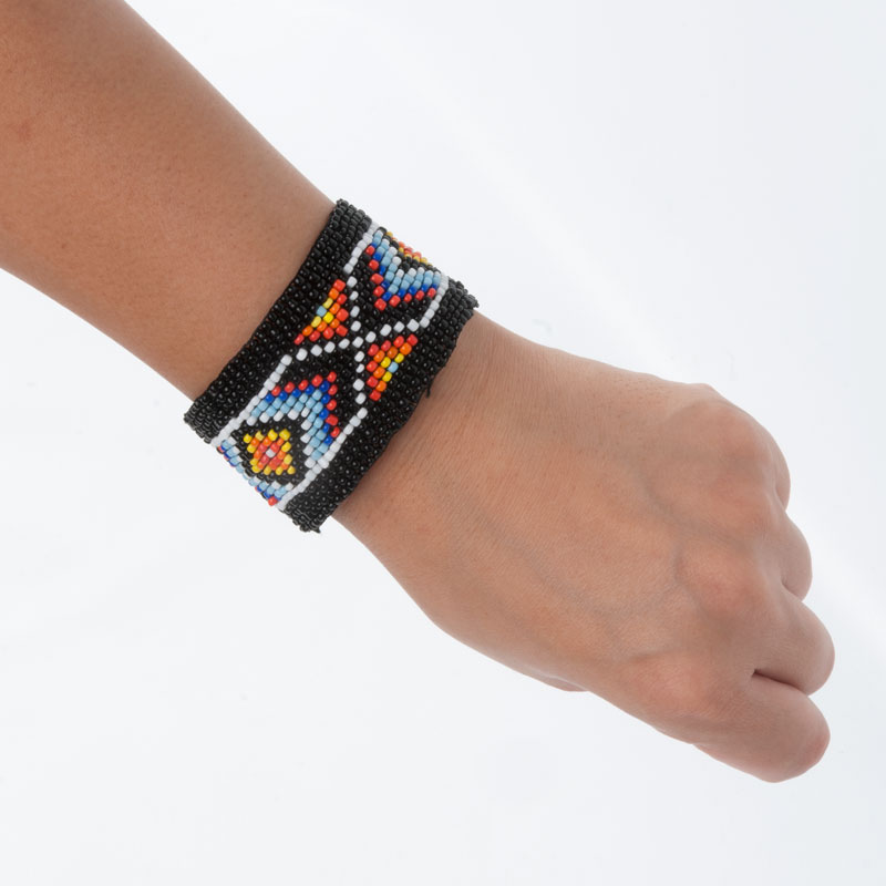 ヒッピービーズ エスニックブレスレット ブラックマルチ｜レディース