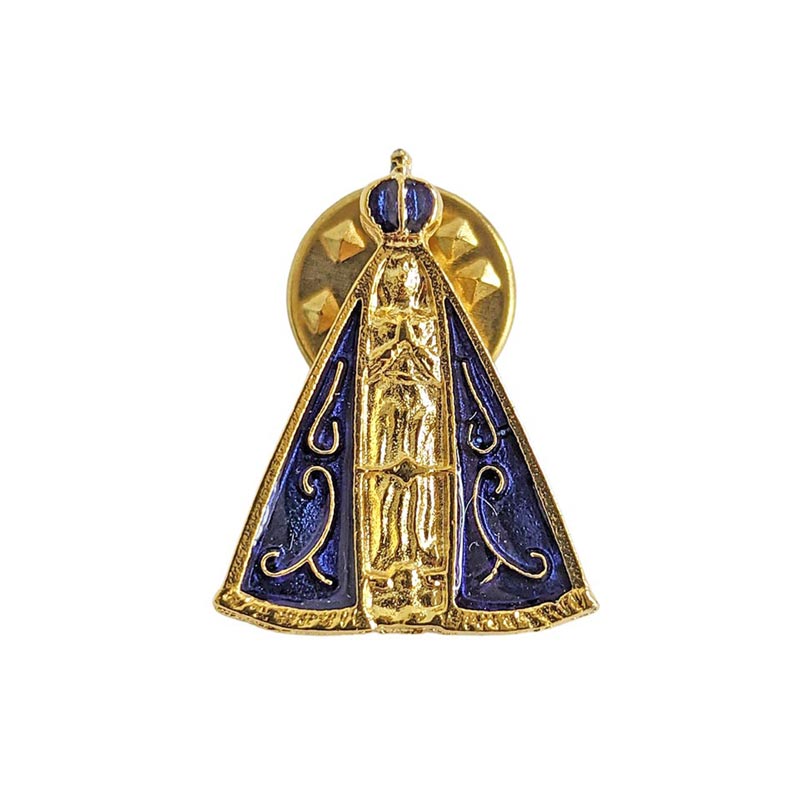 アパレシーダクラシカルピンバッジ ゴールド×ブルー｜ブラジルお守りの