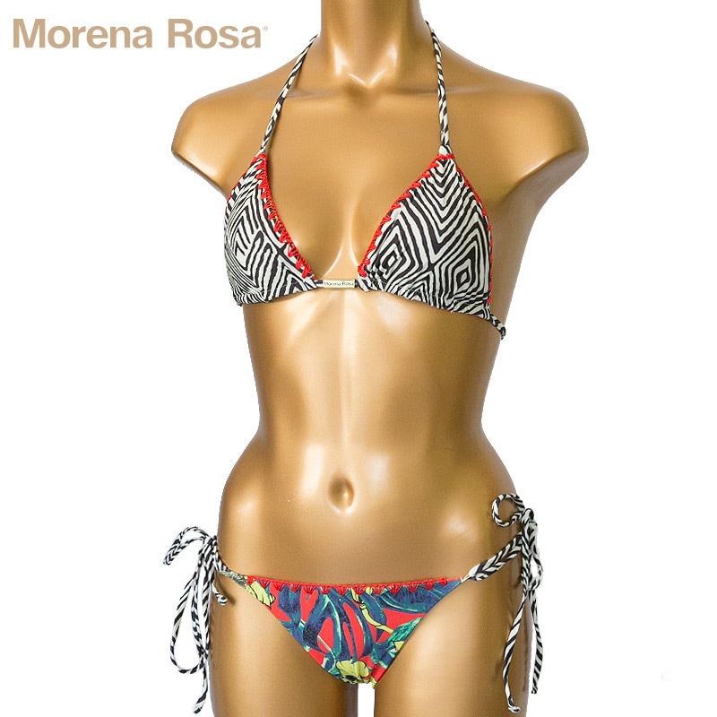 ★ toshi★ Morena Rosa ビキニ　ターコイズブルー ストライプパイピングフリル三角水着 Morena Rosa | 海外