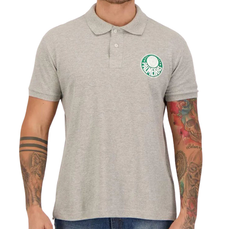 パルメイラス公式エンブレム付きグレーポロシャツ【PALMEIRAS