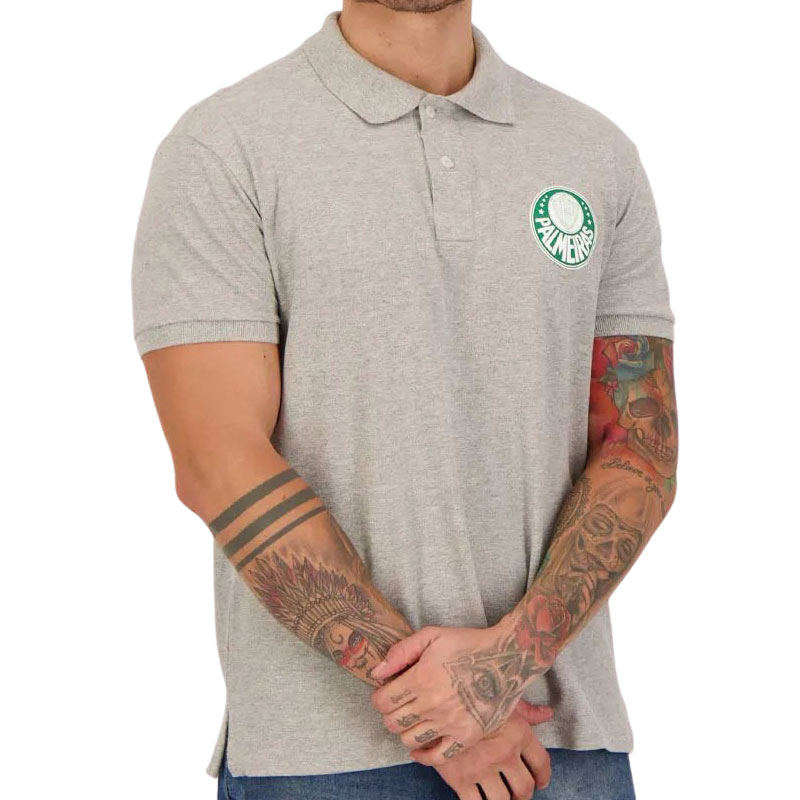 パルメイラス公式エンブレム付きグレーポロシャツ【PALMEIRAS