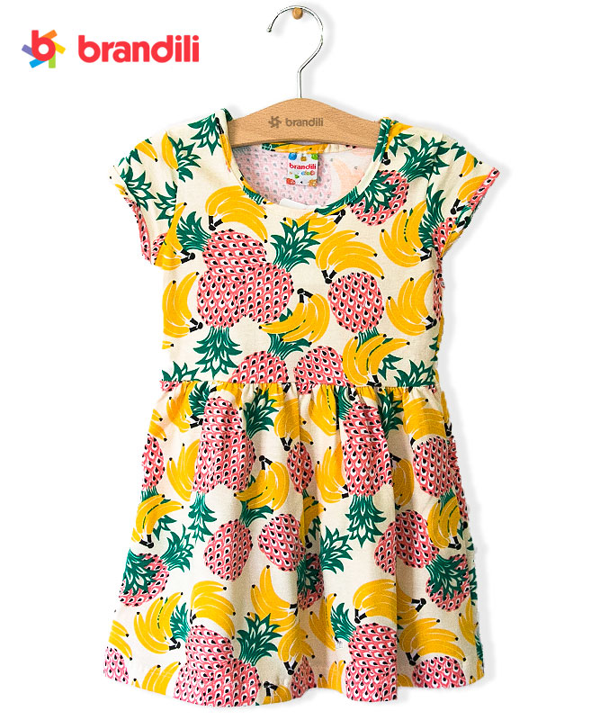 Brandili 女の子ワンピース トロピカル フルーツ柄アイテム パイナップル バナナ イエローマルチ すべての商品のブラジル通販 Sorte