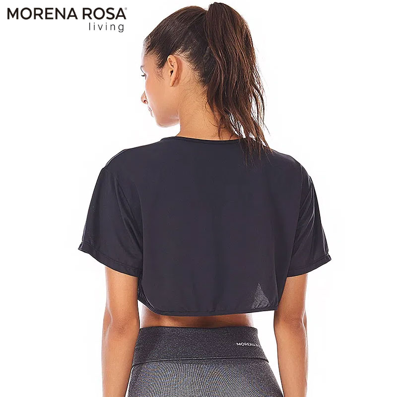 Morena Rosa Living クロップドラウンドカットTシャツ ブラック Morena Rosa Living】クロップドラウンドカットTシャツ ブラック