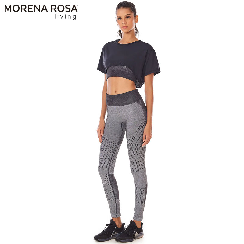Morena Rosa Living クロップドラウンドカットTシャツ ブラック Morena Rosa Living】クロップドラウンドカットTシャツ ブラック