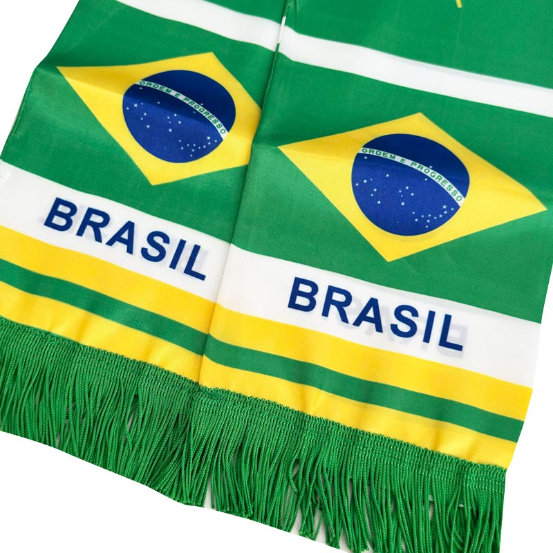 ブラジル国旗＆BRASILデザインレタリングタオルマフラー型ペナント