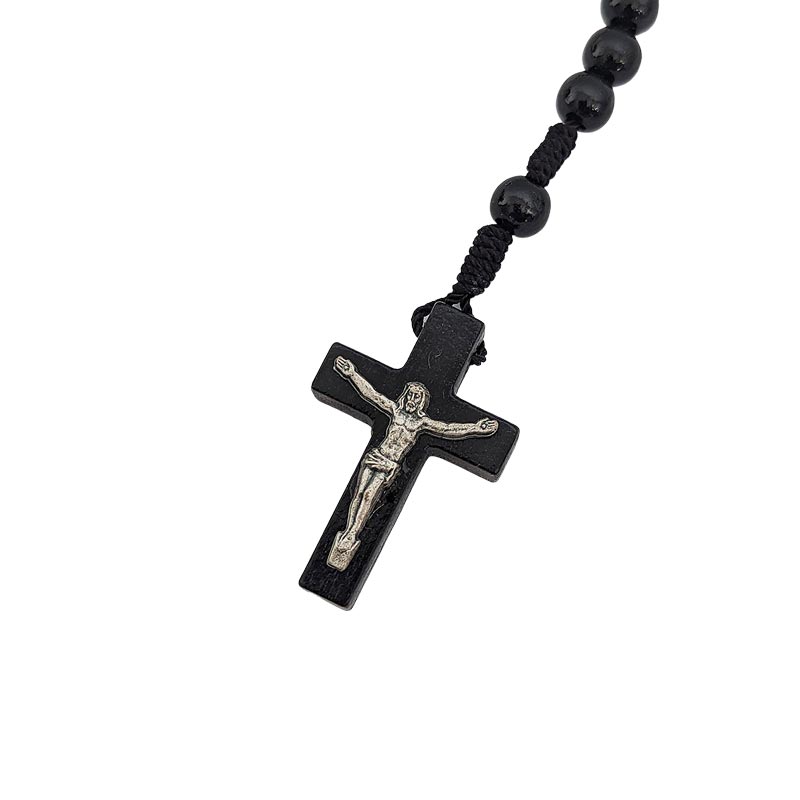 ブラックメタル 十字架 ネックレス ロザリオ ブラックメタル 十字架