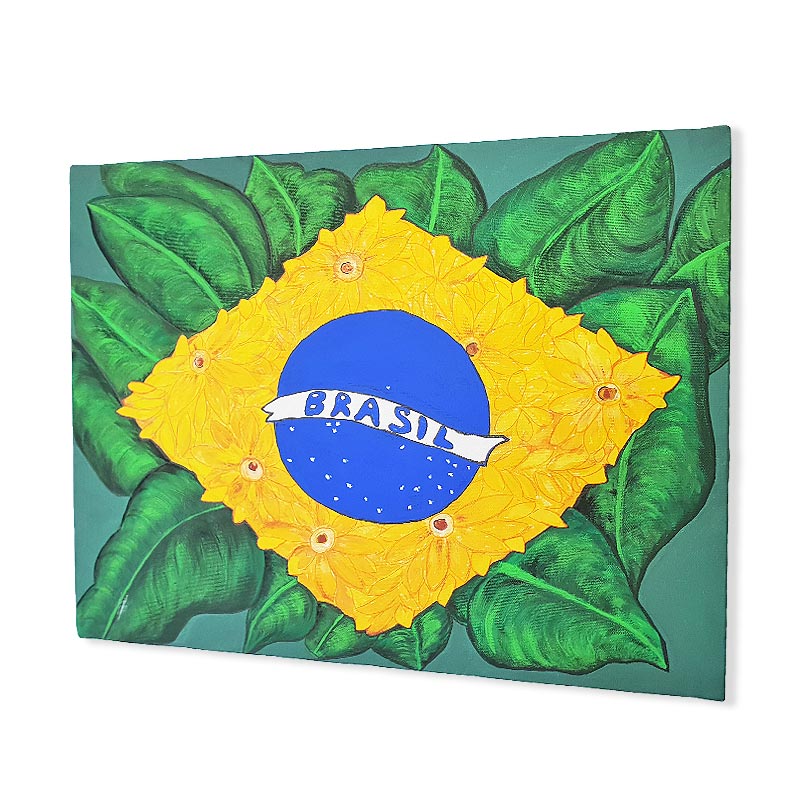 ●CONTEMPORÁNEA パンデイロ ブラジル 国旗柄 22cm 8インチ● ブラジル国旗 ポータブルフラッグ 旗サイズ25×37.5cm テトロン製 日本