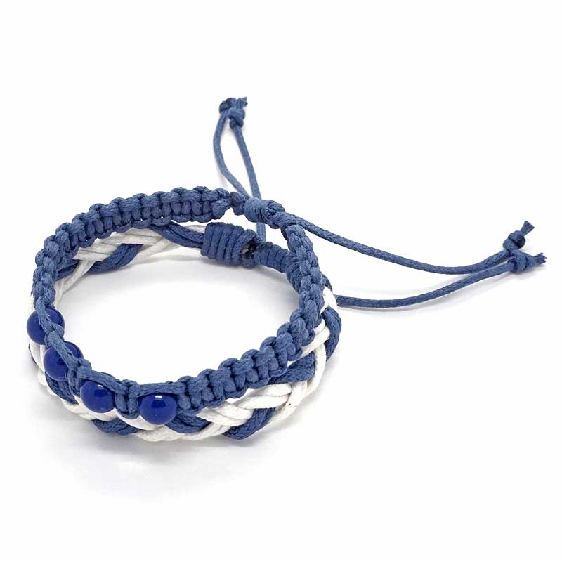 ミサンガ風ブレスレット】2本セット【ブラジル】 | ブルー×ホワイト