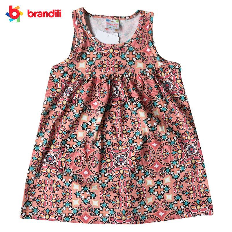 アジアンフラワー柄ワンピース 女の子 Brandili 子供服 オレンジマルチ キッズ 女の子 ワンピース ドレスのブラジル通販 Sorte