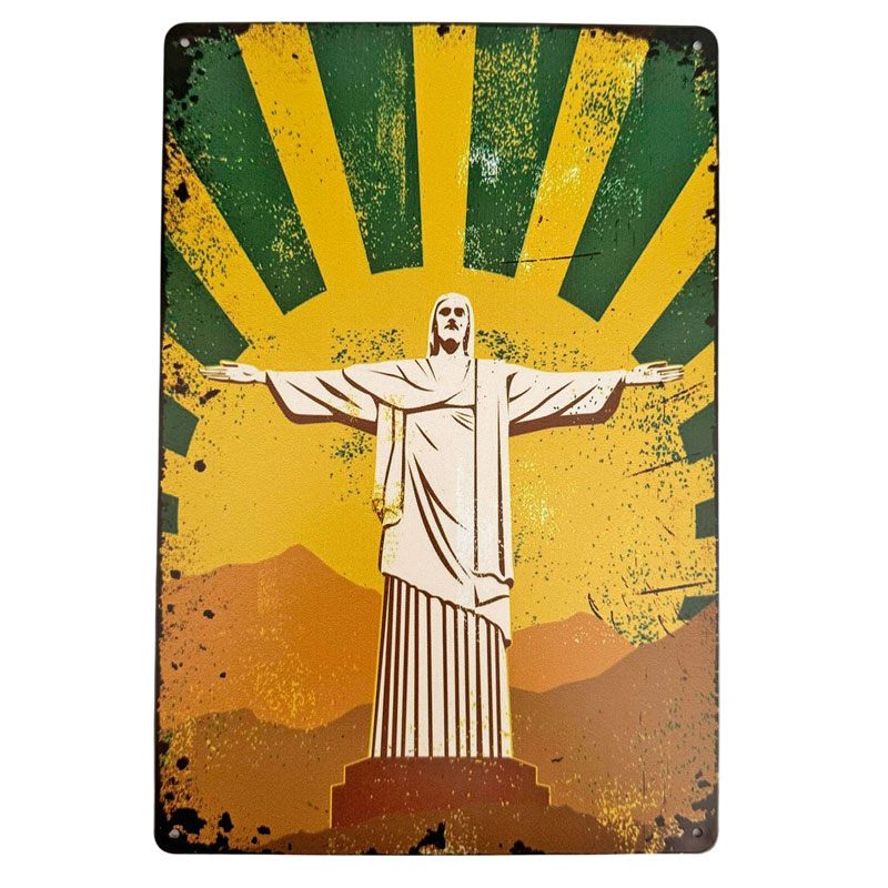 アート調パネル リオのキリスト像 ブラジル看板【CRISTO REDENTOR
