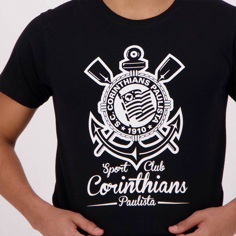 コリンチャンス Tシャツ エンブレムプリント CORINTHIANS公式ウェア コリンチャンスエンブレムTシャツ モノクロデザイン