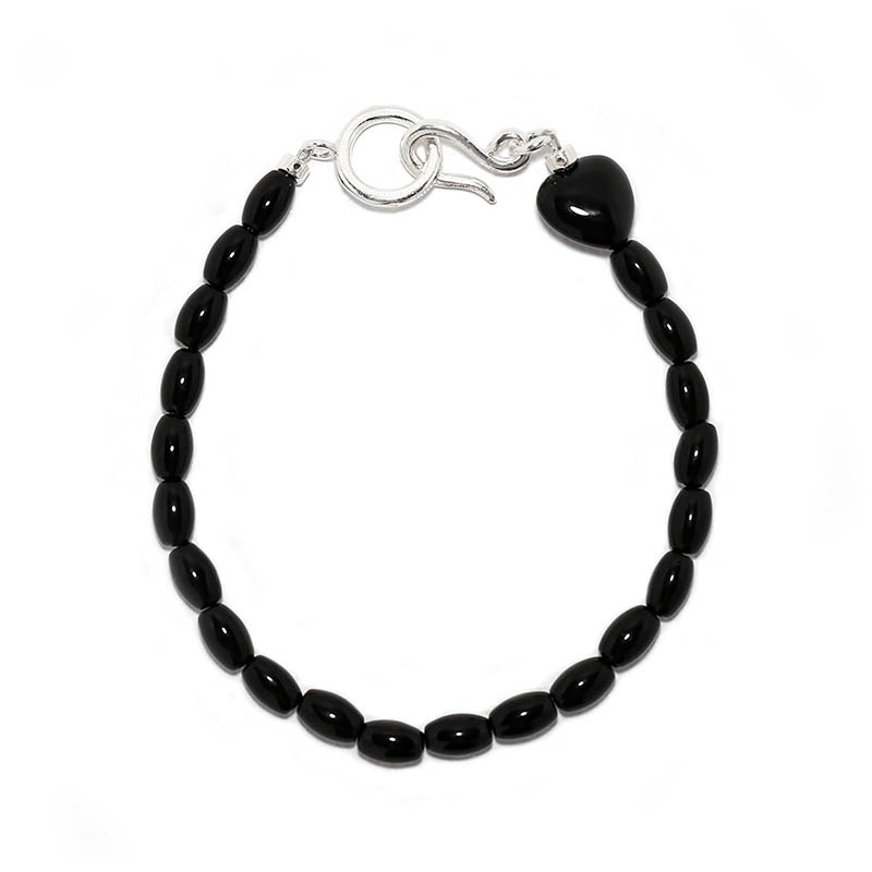 Onyx Tube + Heart Beads Bracelet（オニキスチューブ+ハートビーズブレスレット）【納期 1ヶ月半】　SYMPATHY OF SOUL Style（シンパシーオブソウルスタイル)
