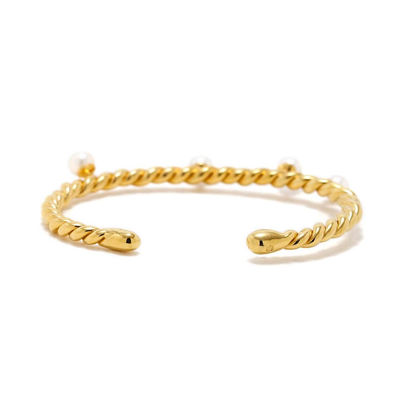 Twist Bangle - Gold Plated w/Pearl（ツイストバングル - ゴールドコーティング w/パール）【納期 1ヶ月半】　SYMPATHY OF SOUL Style（シンパシーオブソウルスタイル)