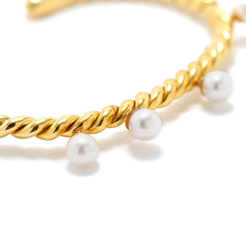 Twist Bangle - Gold Plated w/Pearl（ツイストバングル - ゴールドコーティング w/パール）【納期 1ヶ月半】　SYMPATHY OF SOUL Style（シンパシーオブソウルスタイル)