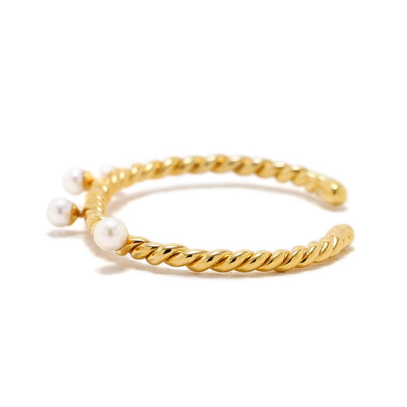 Twist Bangle - Gold Plated w/Pearl（ツイストバングル - ゴールドコーティング w/パール）【納期 1ヶ月半】　SYMPATHY OF SOUL Style（シンパシーオブソウルスタイル)