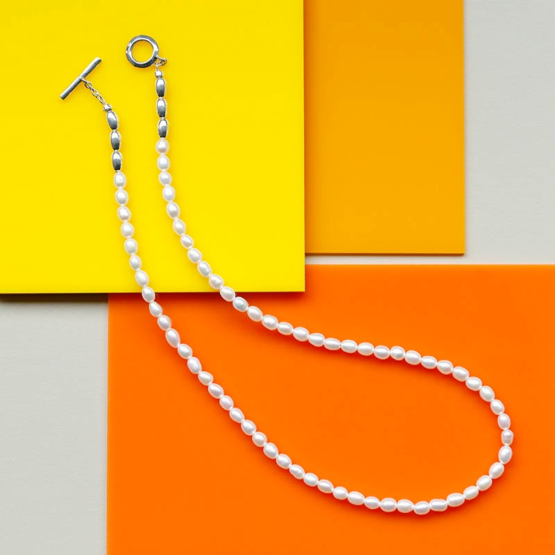 Rice Pearl T-Bar Necklace（ライスパールTバーネックレス