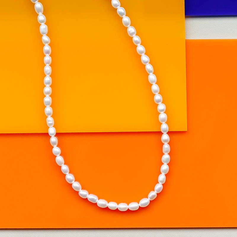 Rice Pearl T-Bar Necklace（ライスパールTバーネックレス）【納期 1ヶ月半】　SYMPATHY OF SOUL Style（シンパシーオブソウルスタイル)