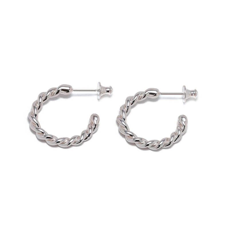 シルバー925 silver ストロングツイストフープピアス/軽研磨仕上げ シルバー925 フープピアス 八角形 silver 黒 ブラック 20G 金属