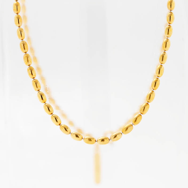 Oval Ball Chain Necklace - K18YG Plated（オーバルボールチェーンネックレス - K18イエローゴールドコーティング）　SYMPATHY OF SOUL Style（シンパシーオブソウルスタイル)