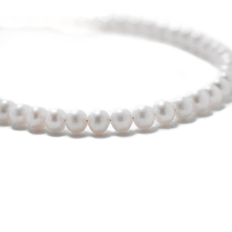 Pearl Beads T-Bar Necklace - Silver（パールビーズTバーネックレス - シルバー）【納期 1ヶ月】　SYMPATHY OF SOUL Style（シンパシーオブソウルスタイル)