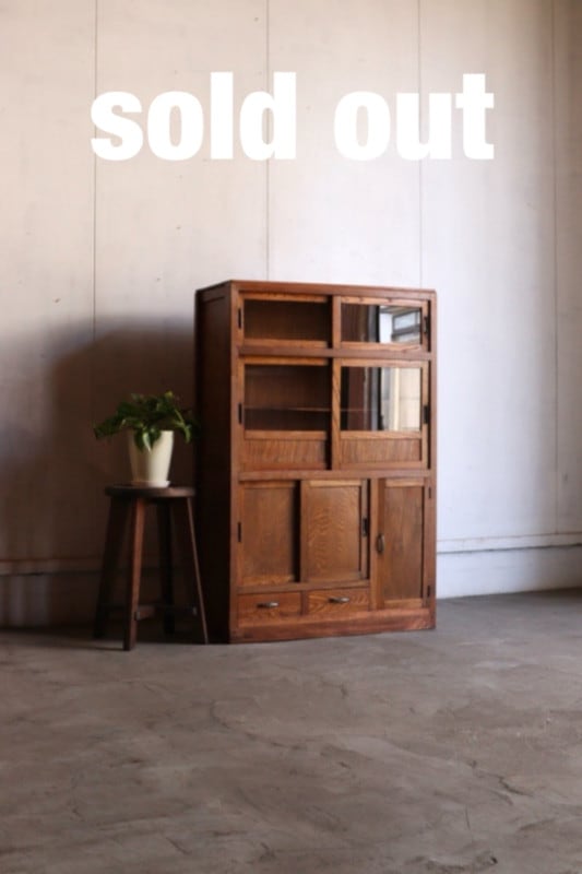 重量級収納総無垢材食器棚古家具古道具昭和レトロアンティーク