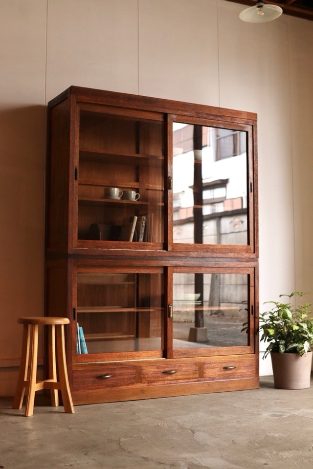 水屋　食器棚　引戸棚　昭和レトロ　木箱　古家具 楽天市場】水屋 食器棚 引き戸 幅90cm 民芸家具 筑後民芸家具