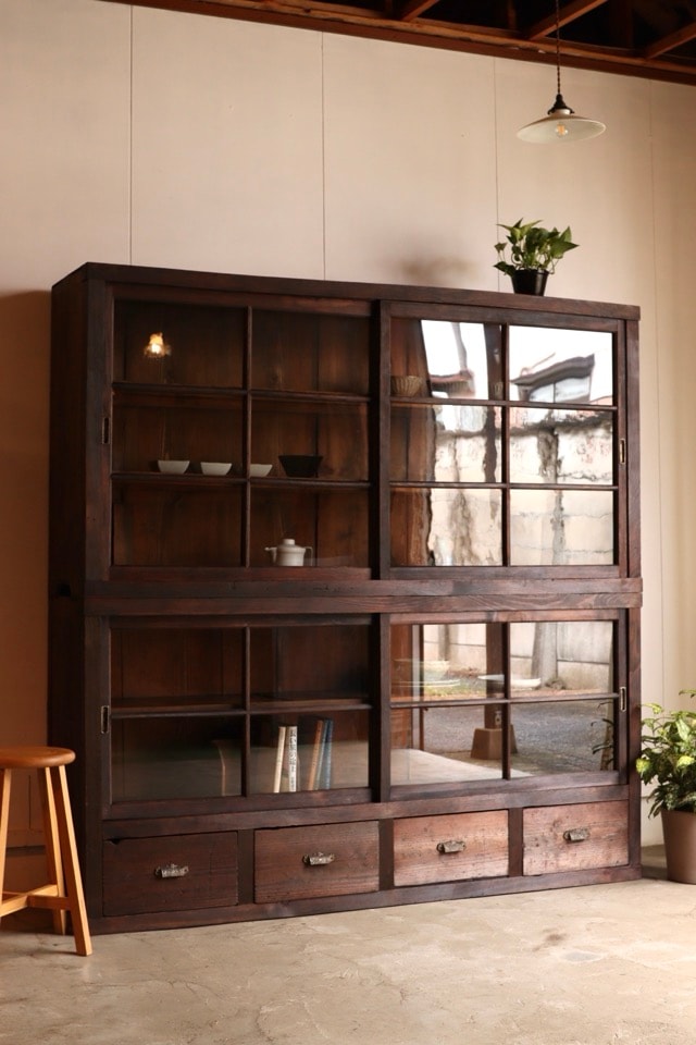 水屋　食器棚　引戸棚　昭和レトロ　木箱　古家具 楽天市場】水屋 水屋箪笥 食器棚 和モダン モダン 日本製 国産