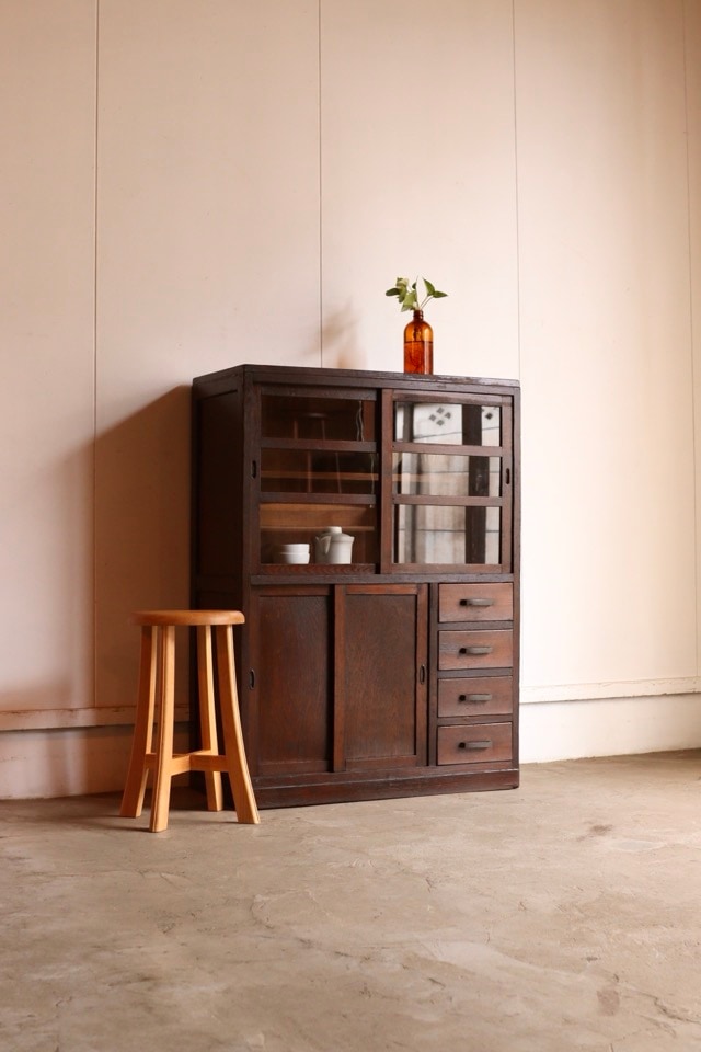 古家具 古道具 引き出し 前面ガラス 収納家具 ヴィンテージ家具 ガラスケース | はことあし 古家具 古道具