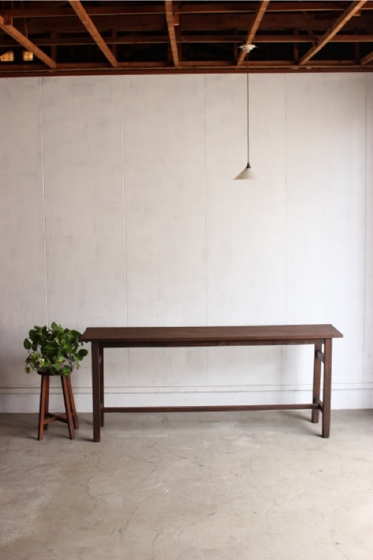 長机　机　キッチンカウンター　古家具　古道具　アンティーク　昭和レトロ 長机/テーブル/ブックシェルフ付き/04457 - 古家具・古道具