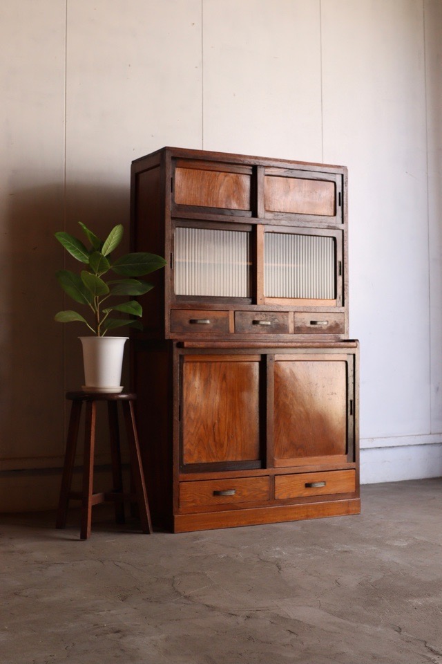 レトロ　アンティーク　古家具　古道具　ガラス棚　食器棚　本棚　雑貨　【専用】 食器棚 収納 本箱 本棚 ガラス戸 棚 古家具 古道具 アンティーク 昭和