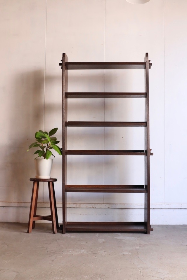 楔棚　古いレトロ棚　古家具 レトロ 楔本棚 本棚 くさび ブックシェルフ ヴィンテージ 飾り棚 食器