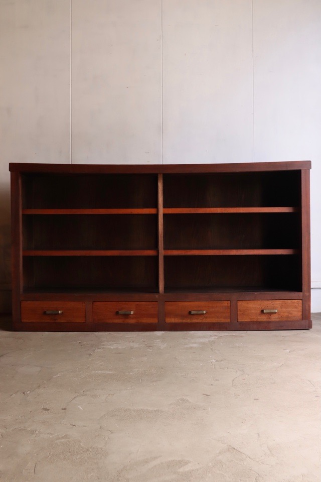 古家具 棚 黒色ガラス戸棚B 古家具FUNNEL