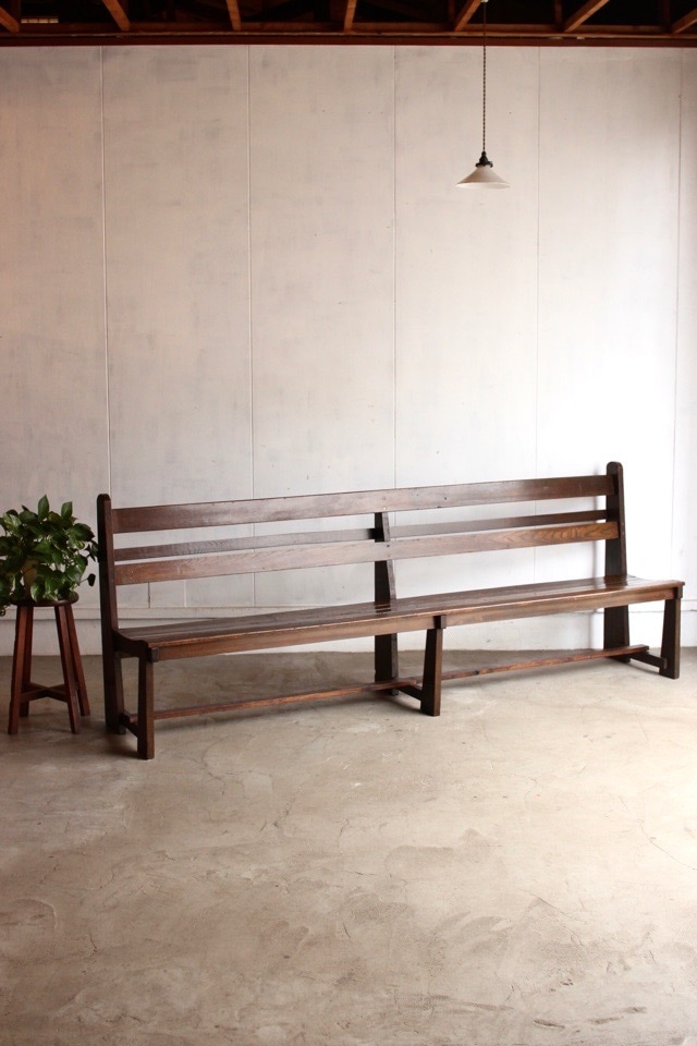 ◎教会で使われていた木製のベンチ 幅1950cm 古道具 【公式通販】