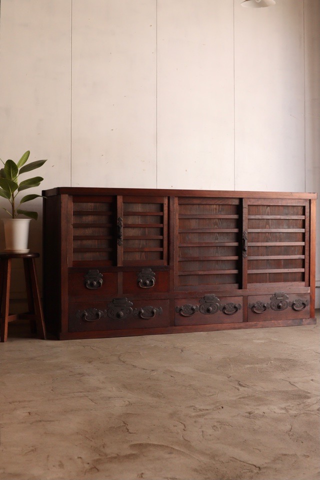 時代　庄内箪笥　扉付き　時代家具　収納タンス　古家具 公式】アンティーク家具ラフジュ工房商品詳細ページ和製アンティーク