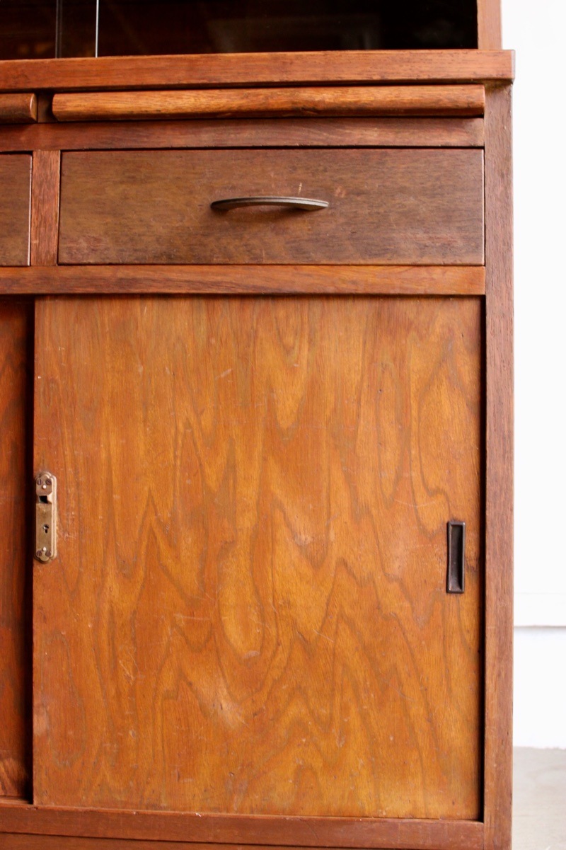 茶箪笥　ジャンク チーク無垢材 ヴィンテージキャビネットZX 食器棚 ショーケース