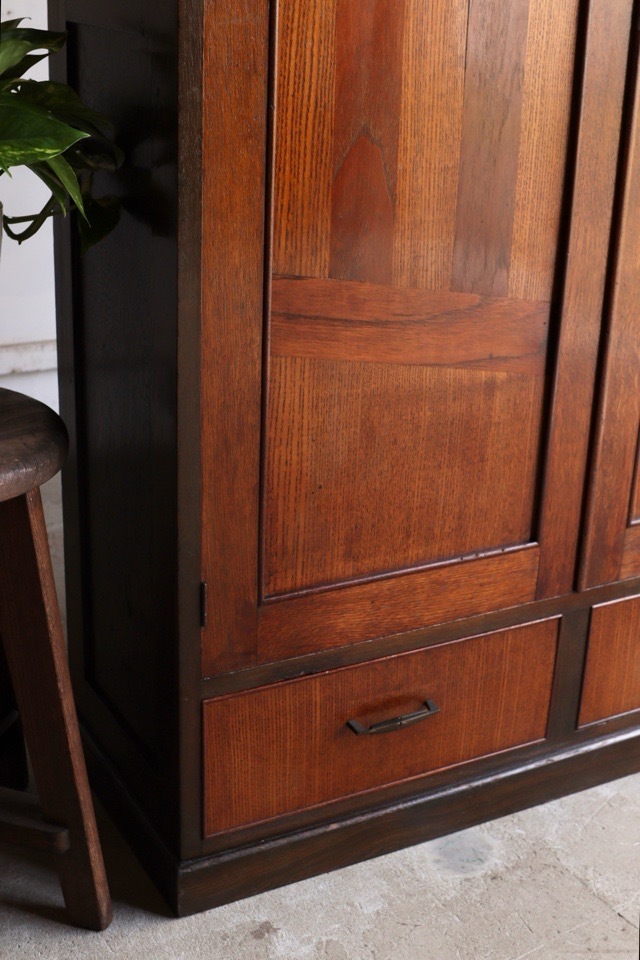 古家具 戸棚 ガラス戸棚】 W970 D370 H1810 35000円 昭和30〜40年代くらいの