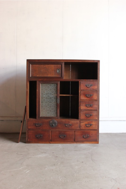レトロ家具　時代箪笥　茶箪笥　和箪笥　食器棚　古道具　古家具 昭和レトロ 茶箪笥 和棚 シェルフ / Japanese Retro Wooden