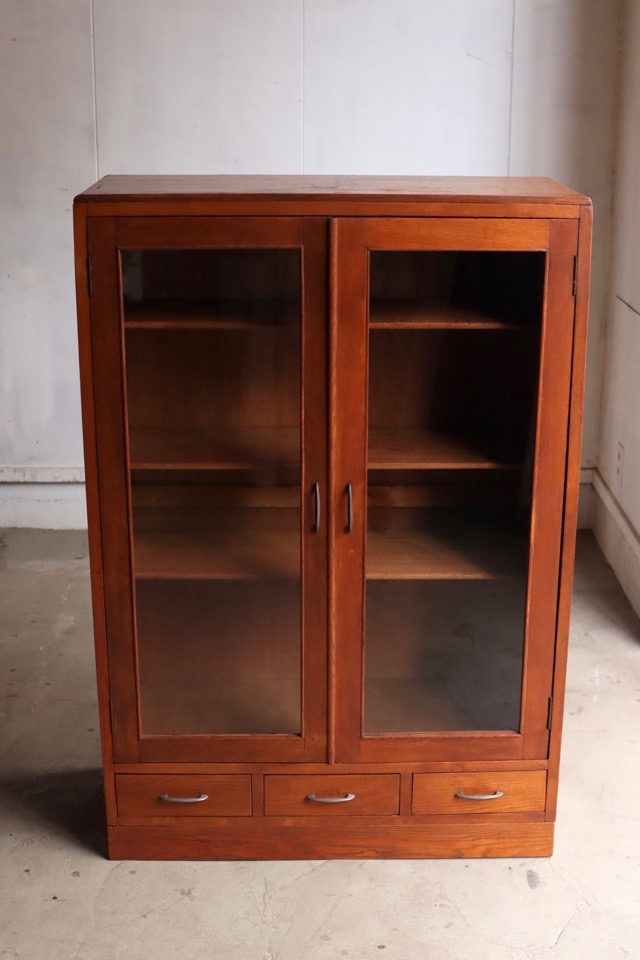 9/30まで！　古家具　木製　ガラス戸棚 9/30まで！ 古家具 木製 ガラス戸棚 木製ボックス棚・ガラス