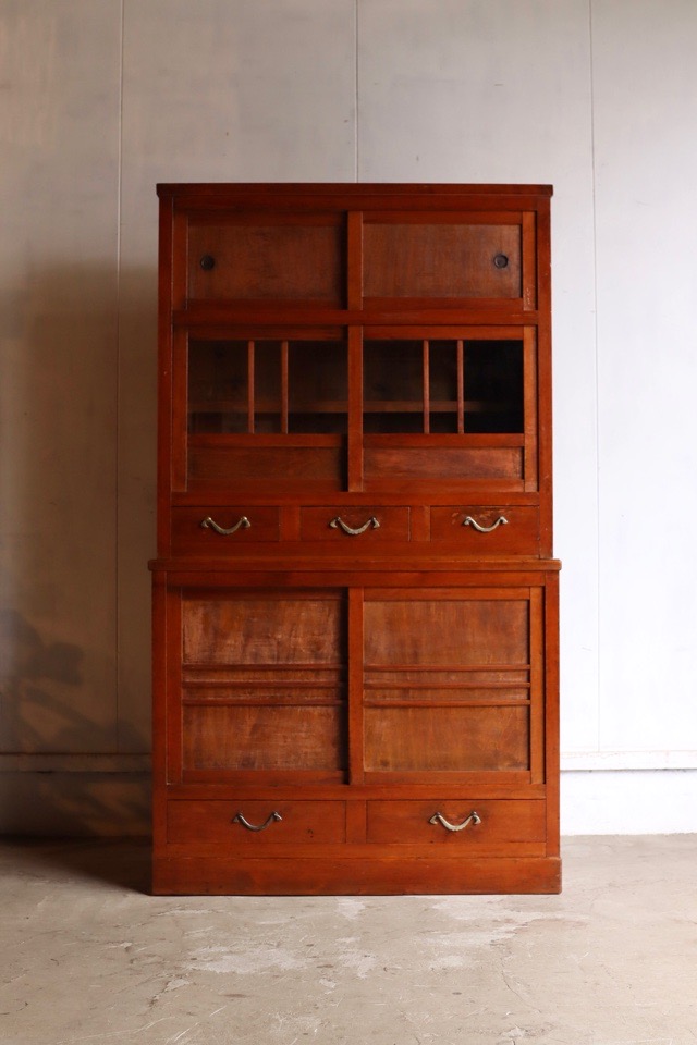 収納棚５段　古家具　食器棚 古い木製の収納棚5段 オープンラック 本棚 食器棚 古家具 アンティーク