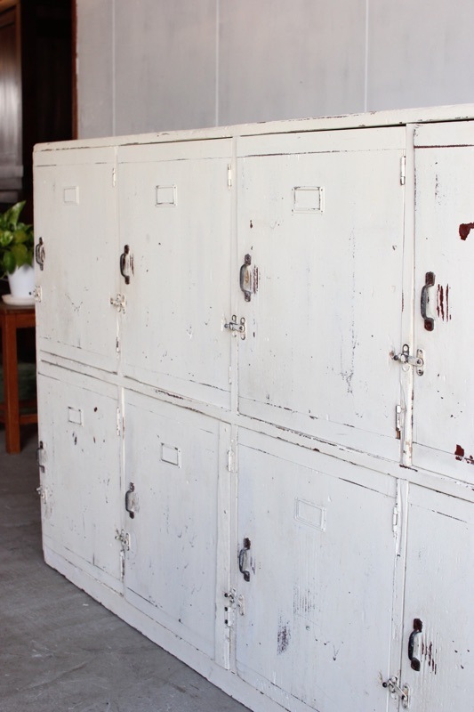 Japan Vintage 古い3連ロッカー 古家具 古道具 和製 ヴィンテージ 1950-60's ヴィンテージ スチール ロッカー - アンティーク