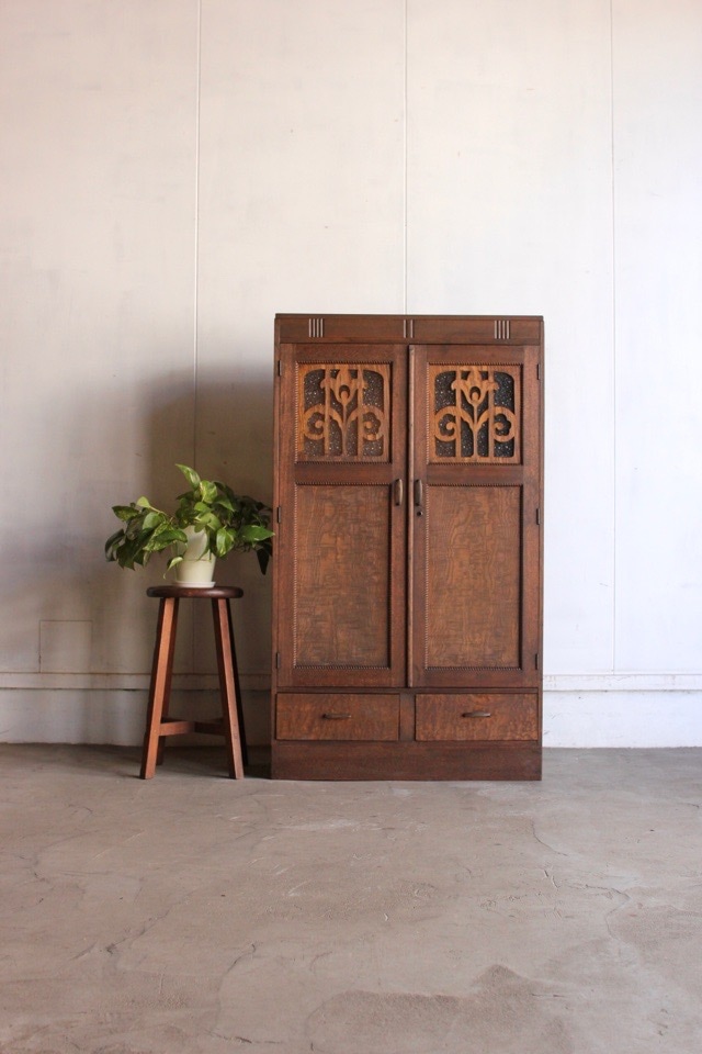 本箱　収納箱　収納棚　棚　収納　食器棚　古家具　古道具　アンティーク　昭和レトロ 小さい戸棚／本箱 アンティーク・古家具