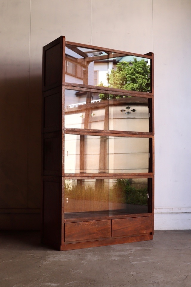 値下げしました ガラス扉付き木製古家具 スタッキングガラス引戸棚 | 全ての商品 - 古家具古道具 そうすけ