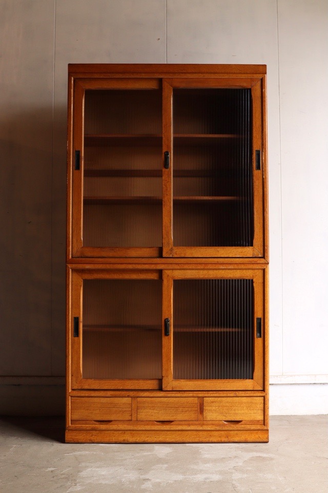 古いモールガラス戸棚　収納棚　小引き出し2杯 楽天市場】モールガラス キャビネットの通販