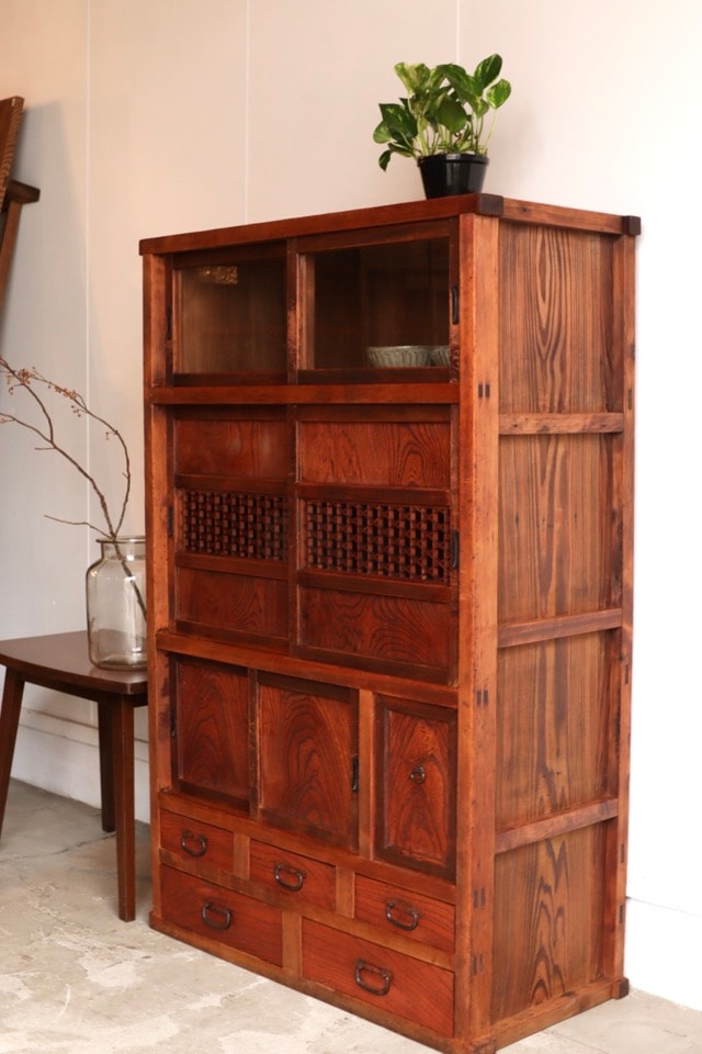 古家具　古道具　水屋　箪笥置水屋　水屋箪笥　茶道具　食器棚　木製家具　置き水屋 水屋箪笥 | 全ての商品 - 古家具古道具 そうすけ