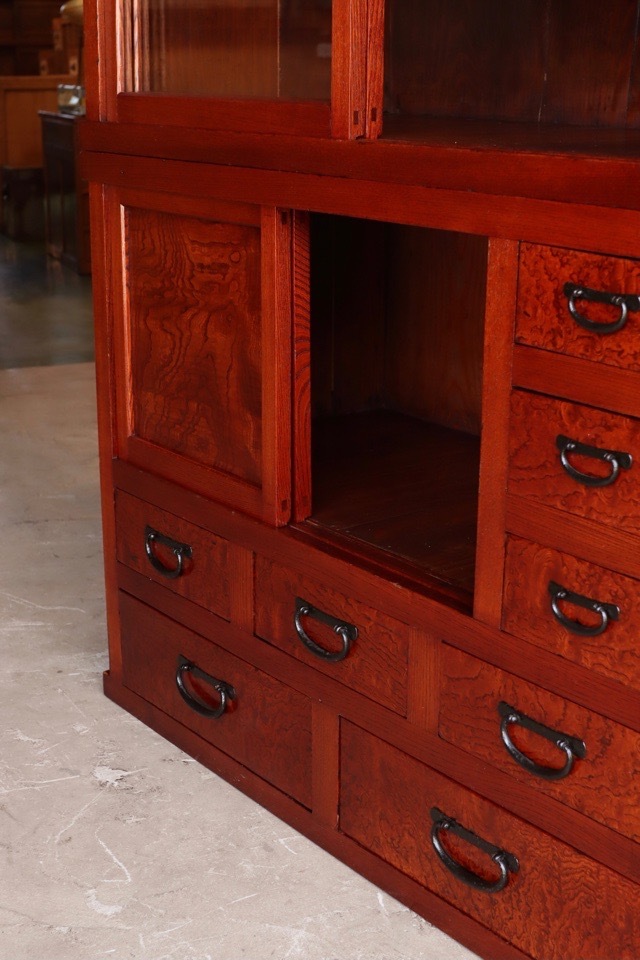 日本の古い水屋箪笥　和製アンティーク　店舗什器　骨董　古民具　サイドボード 前﨔・桧材時代水屋箪笥（近江） - アンティーク山本商店