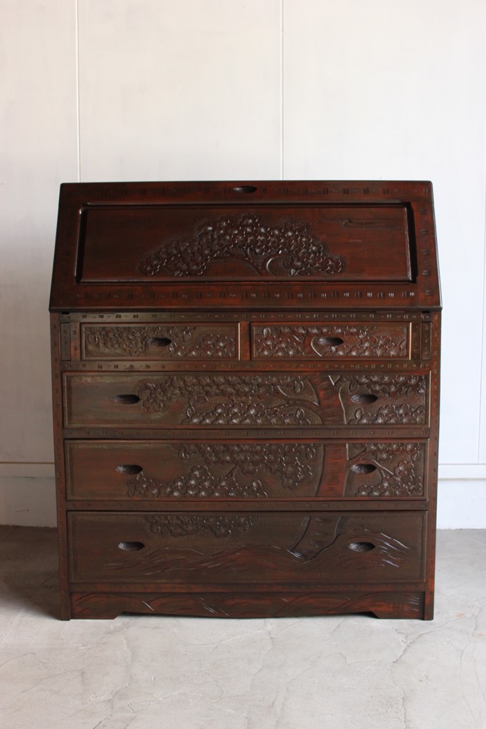 【送料込】ライティングビューロー 和光 わこう　インテリア　家具　日本製 文机 無垢 ライティングデスク 完成品 ライティングビューロー