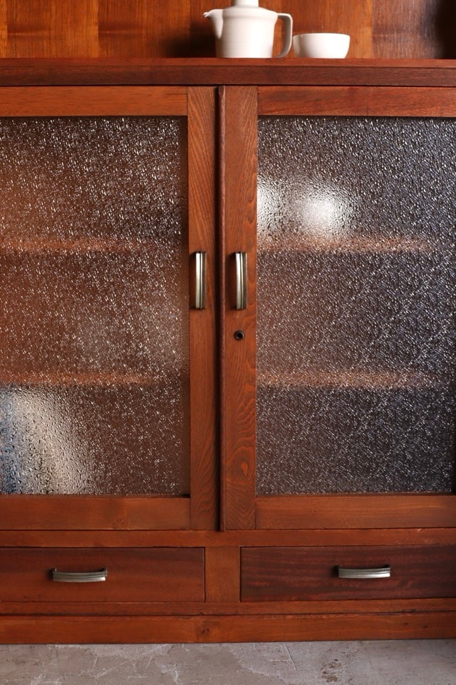 収納棚　ダイヤガラス　食器棚　棚　古家具　古道具　アンティーク　昭和レトロ ダイヤガラスの食器棚 | Legacy Market［レガシーマーケット］｜古道具