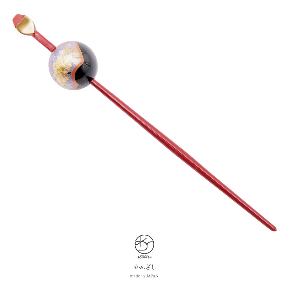 玉簪　振袖用　訪問着用　小紋用　浴衣用　黒　赤　手描き　地紙　髪飾り