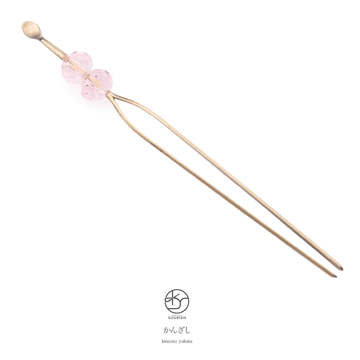 玉簪　かんざし　小紋　浴衣向け　ピンク　クリアビーズ　まとめ髪　アップヘア　ヘアアレンジ　髪飾り