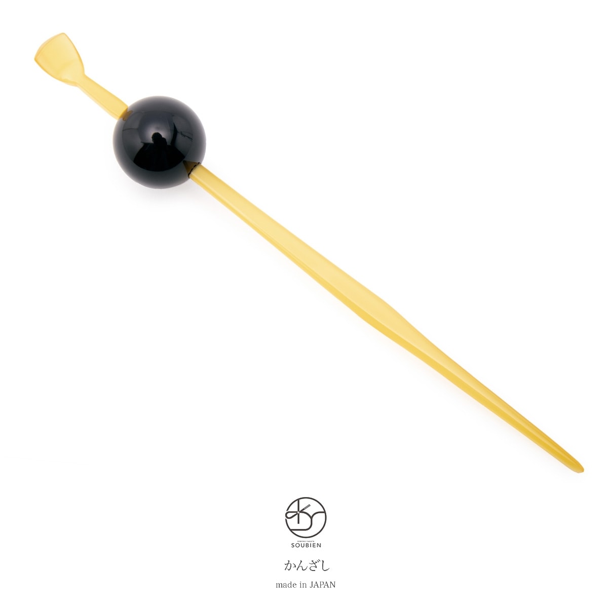 玉簪　黒　ブラック　べっ甲色　樹脂　大粒　玉かんざし　髪飾り　ヘアアクセサリー　卒業式　成人式　振袖向け　訪問着　小紋　浴衣向け　日本製